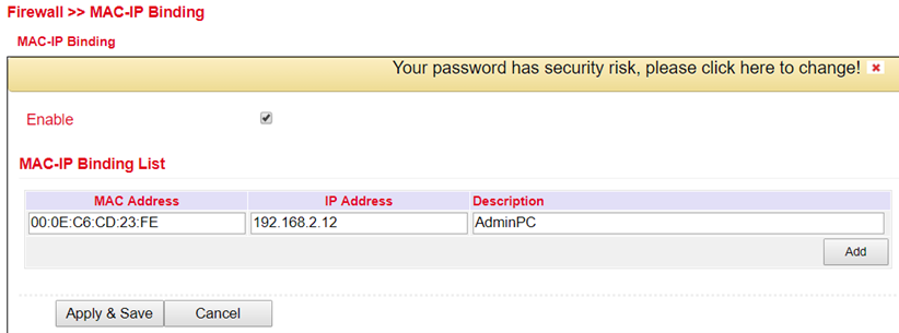 MAC IP Binding