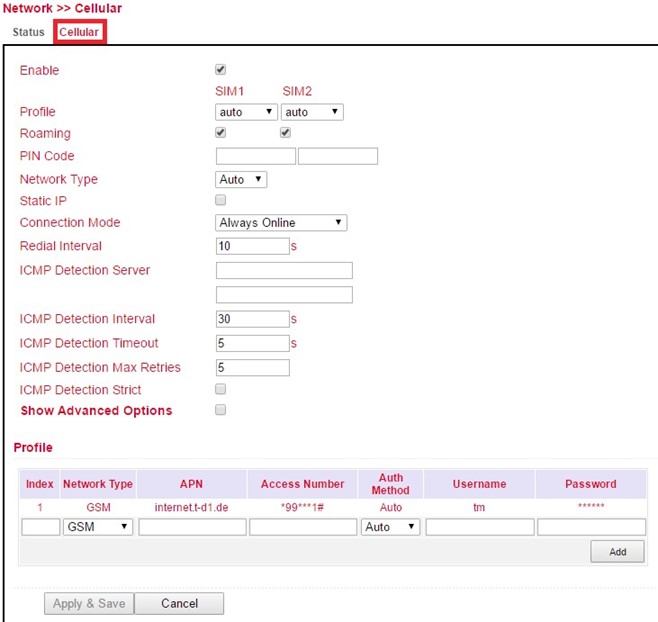 Cellular Config