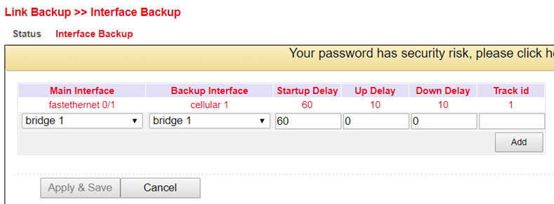 Interface Backup Config