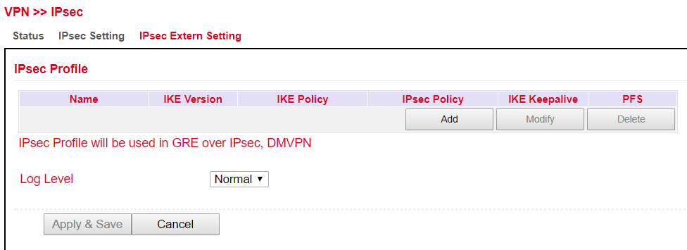 IPsec Extern Setting
